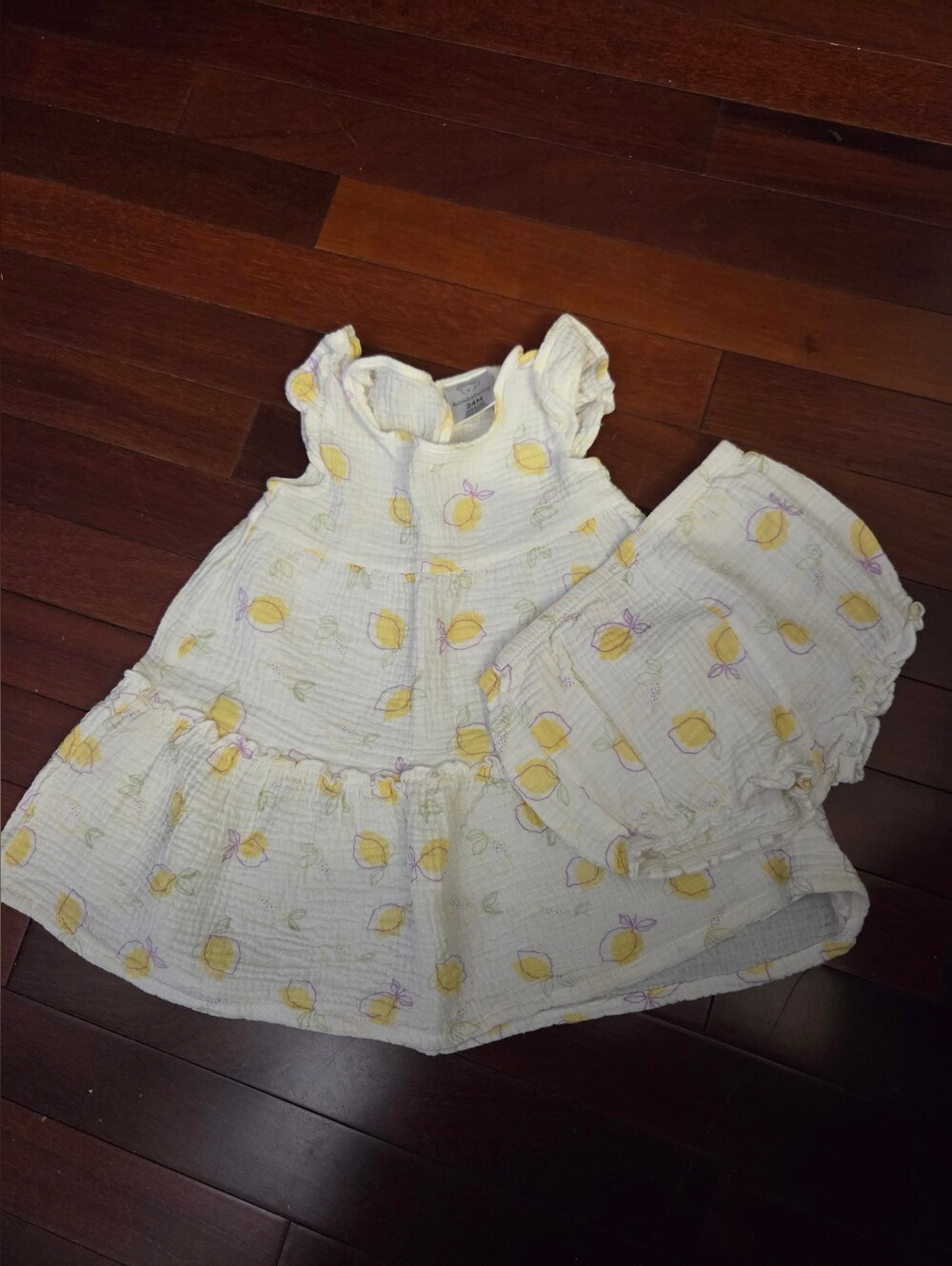 Koala Baby 24M White Lemon Print Matching Set - Dress & Bloomers